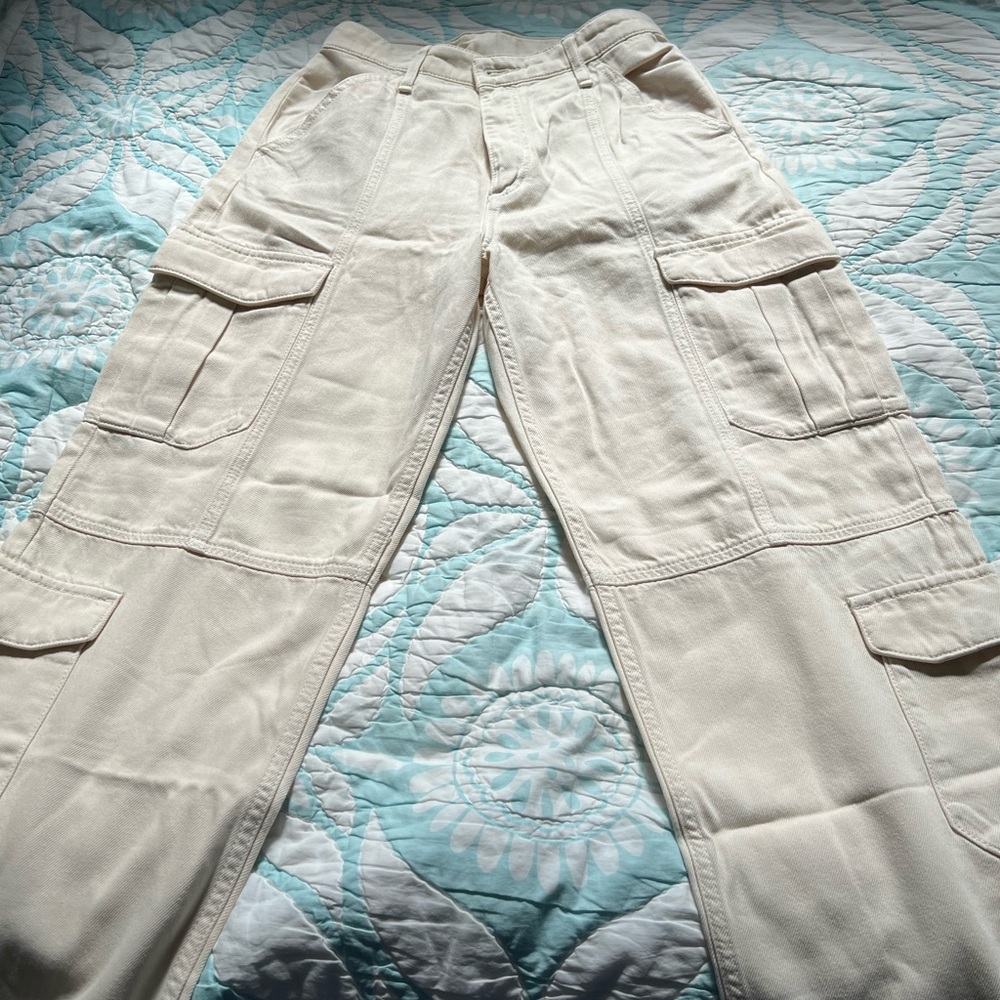 Rag & Bone Cream Flare Wide Leg Jeans